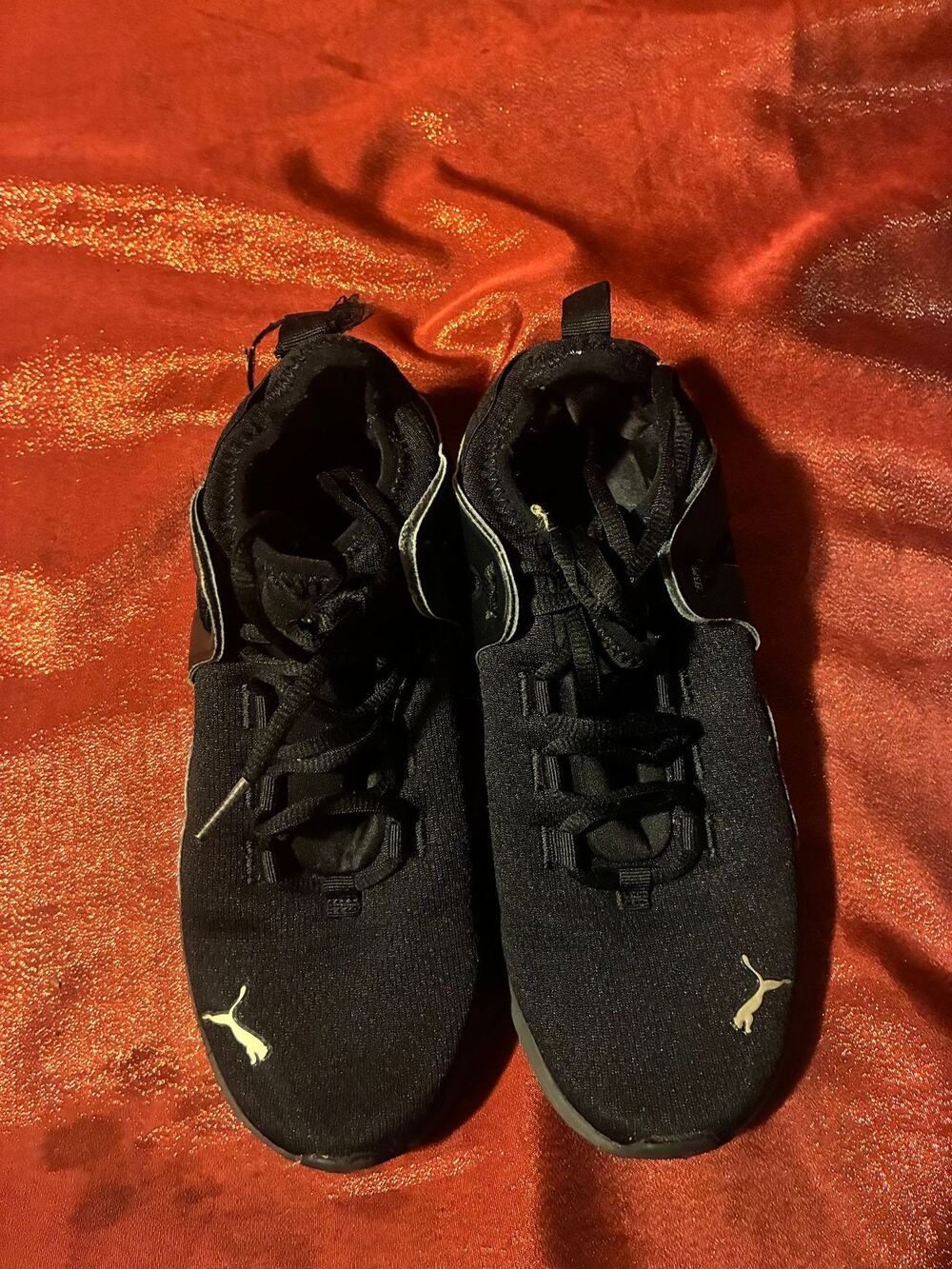 Puma Shoes Womens 8.5 Black Athletic Sneakers Lace Up Mesh Trainer Lightweight